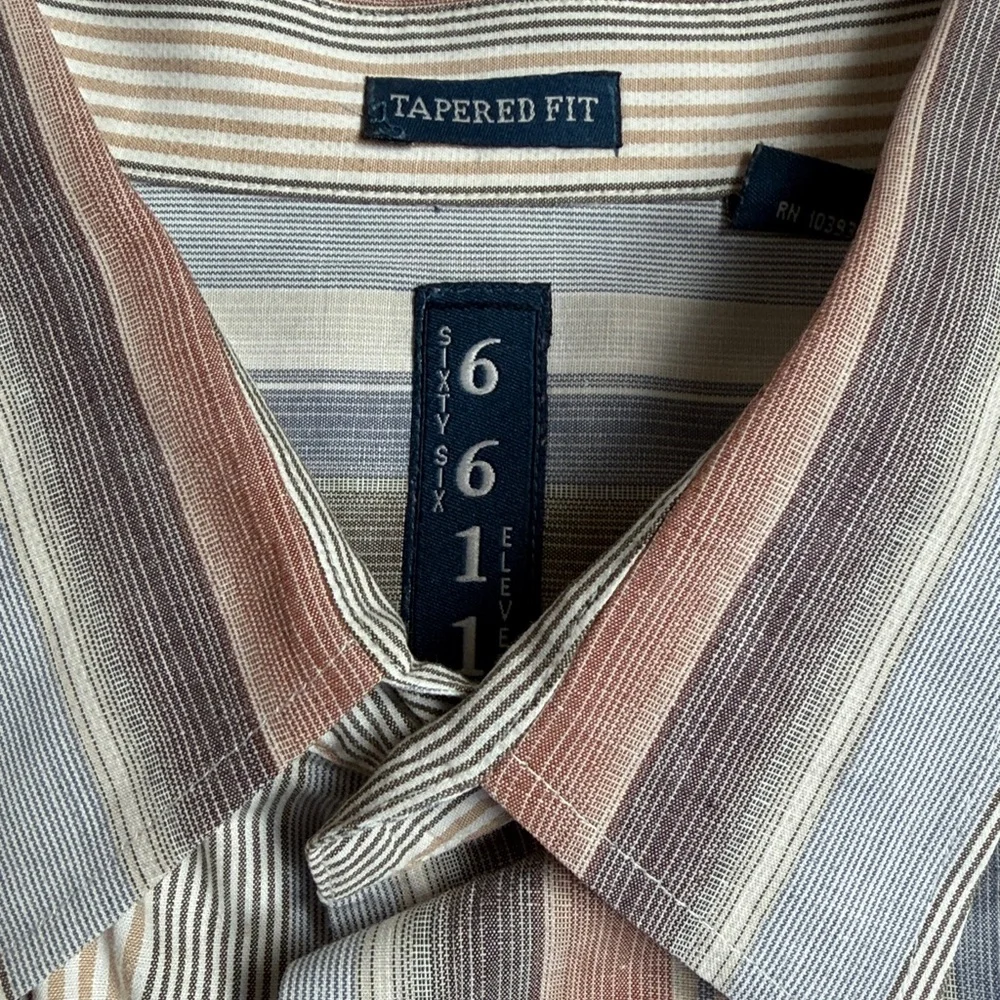 Sixty Six Eleven Button Down Embroidered Shirt, Long Sleeve Tapered Fit - Picture 7 of 7